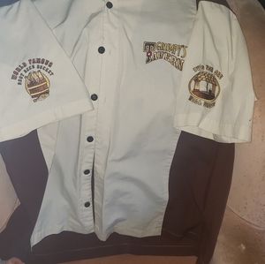Disney's grumpy's tavern button-up shirt